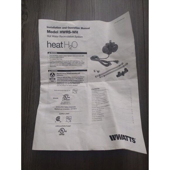 Watts Heat H2O Hot Water Recirculator System | Powered by Grundfos | NIB - Picture 8 of 10